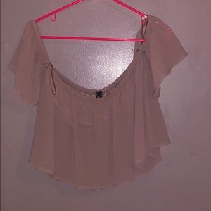WINDSOR OFF THE SHOULDER TAUPE CROP TOP SIZE L